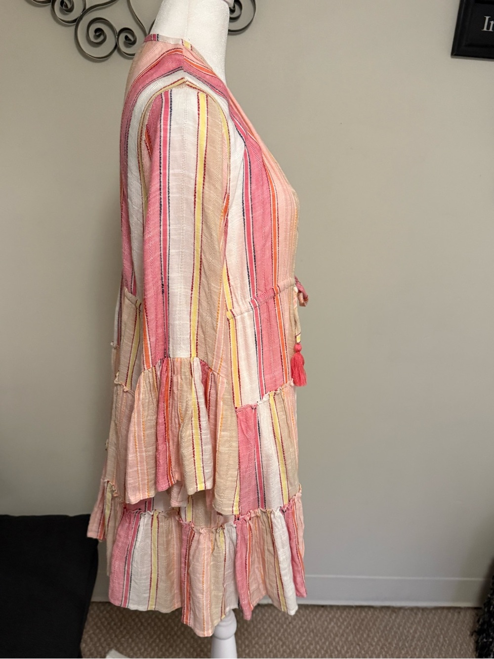 Striped Pink Multi-Tier Tie-Front camisole